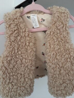 H&M Cream Curly Teddy Faux-Shearling Vest
